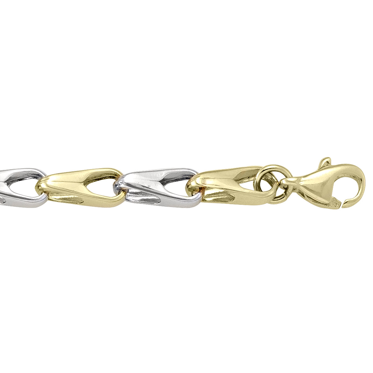 Two Tone Gold Hollow Fancy Round Link - 18K