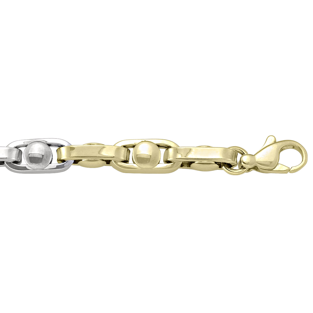 Two Tone Gold Hollow Fancy Round Link - 18K