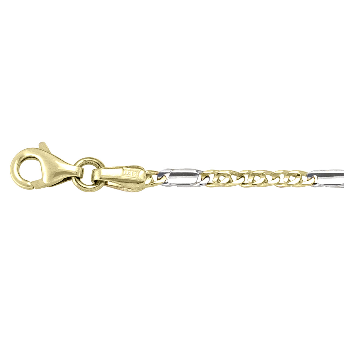 Two Tone Solid Flat Fancy Link - 14K - 14k - 18"