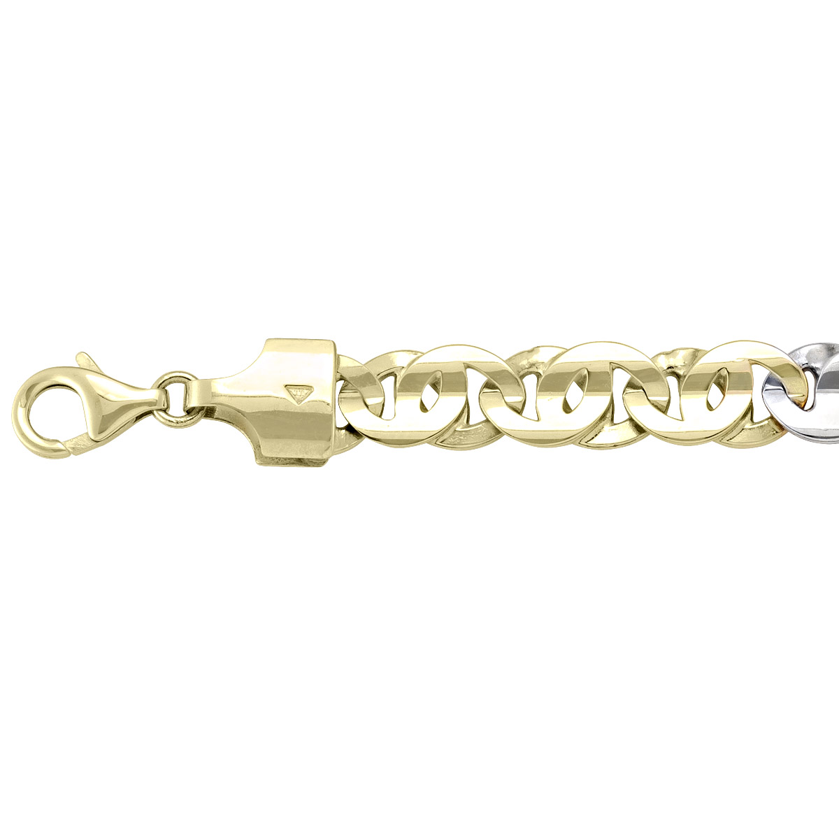 Two Tone Solid Flat Fancy Link - 14K