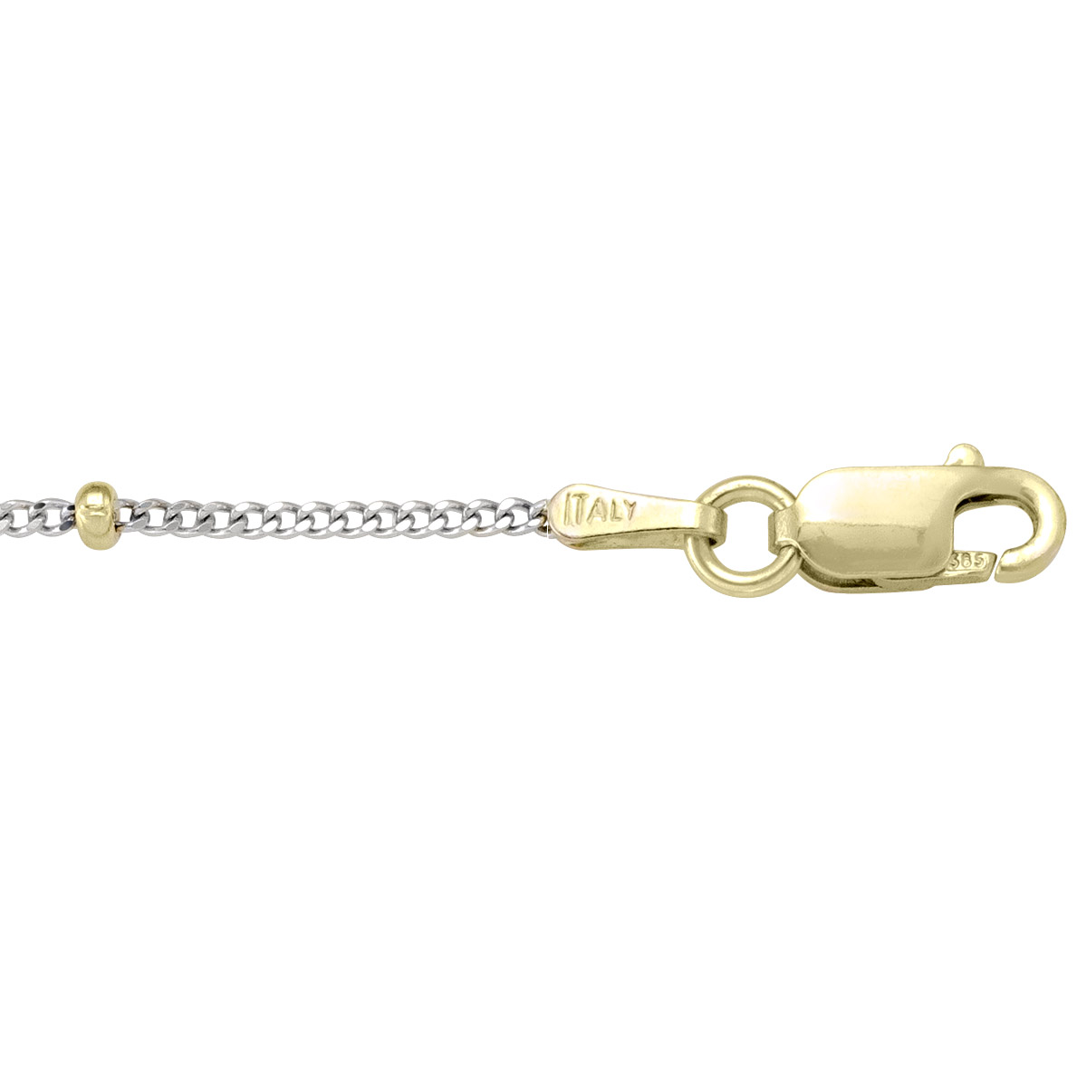 Two Tone Gold Station Bead Link - 14K - 14k - 18"