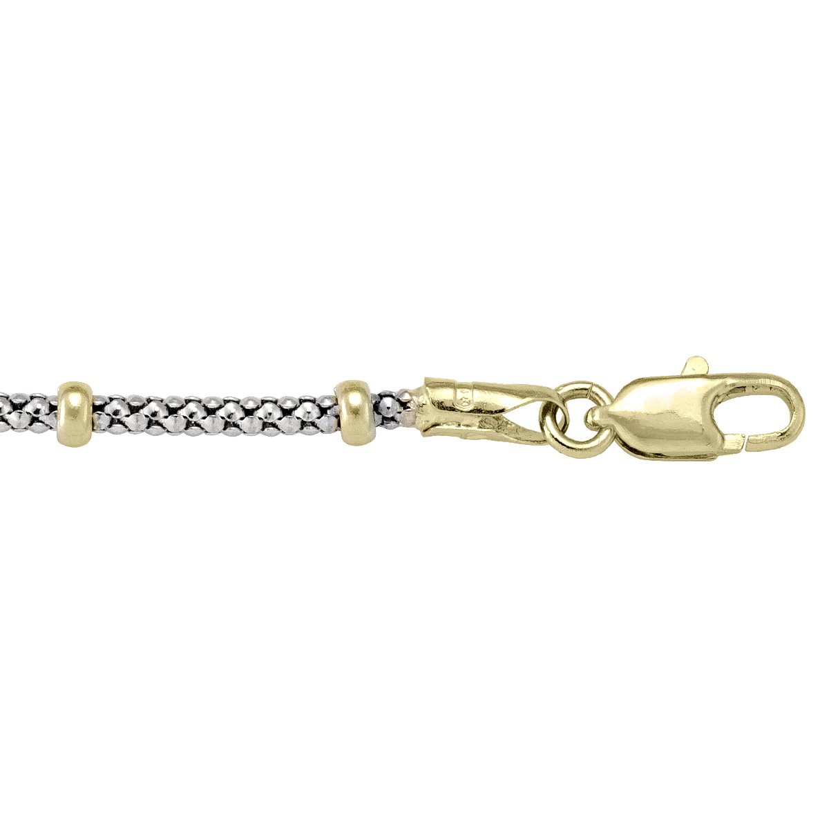 Two Tone Gold Station Bead Link - 14K - 14k - 16"