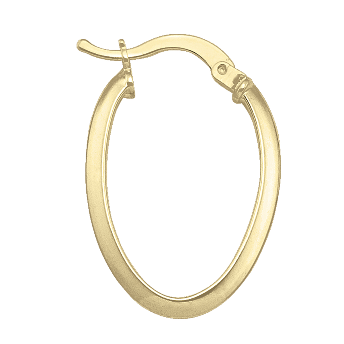 Yellow Gold Oval Knife Edge Hoop Earring