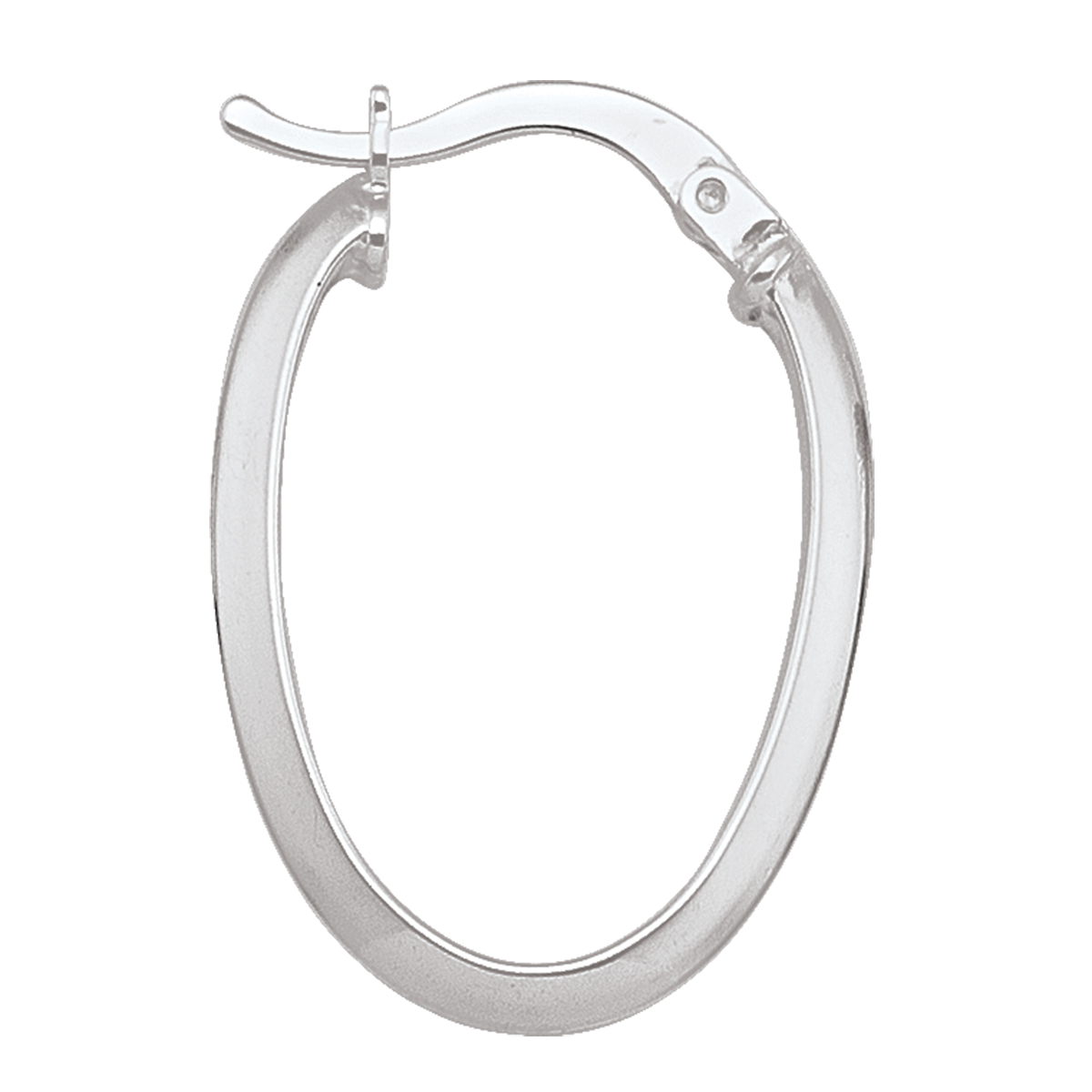 White Gold Oval Knife Edge Hoop Earring