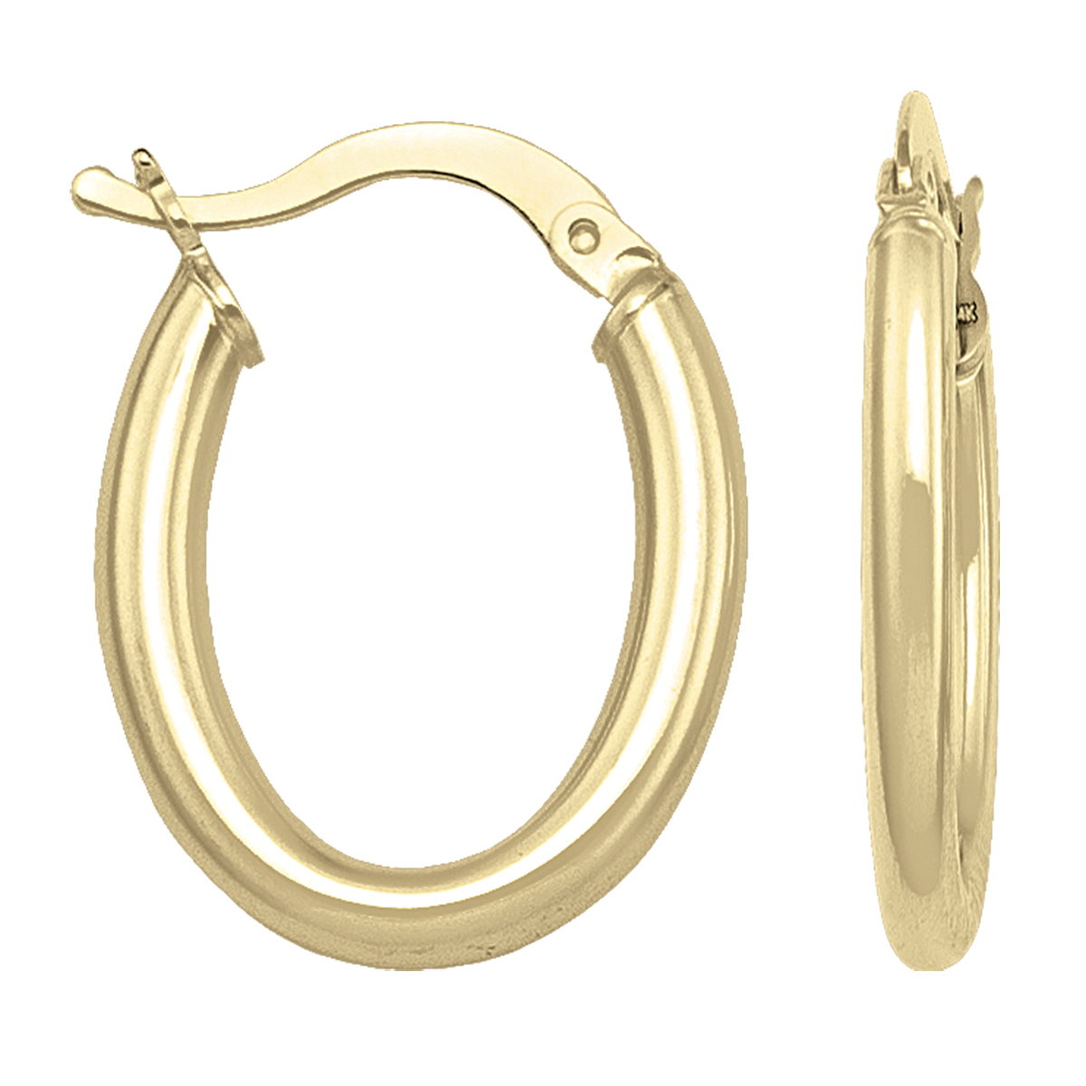 Yellow Gold Oval Tube Earring