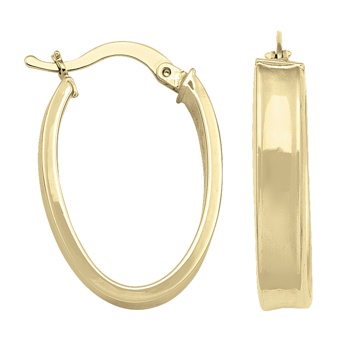 Yellow Gold Oval Hoop Earring - 10K