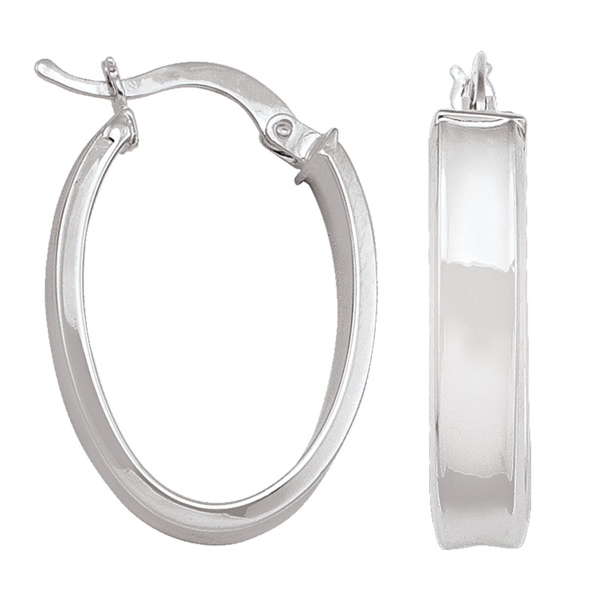 White Gold Oval Hoop Earring - 10K