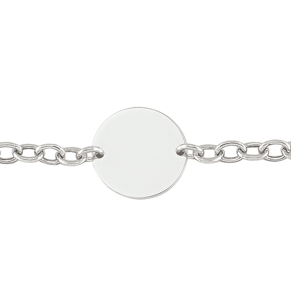 Sterling Silver Rhodium Plated Hollow Link Bracelet With Disc