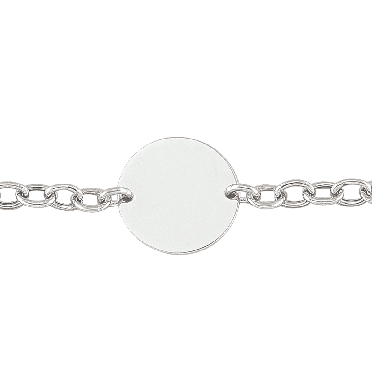Sterling Silver Rhodium Plated Hollow Link Necklace With Disc