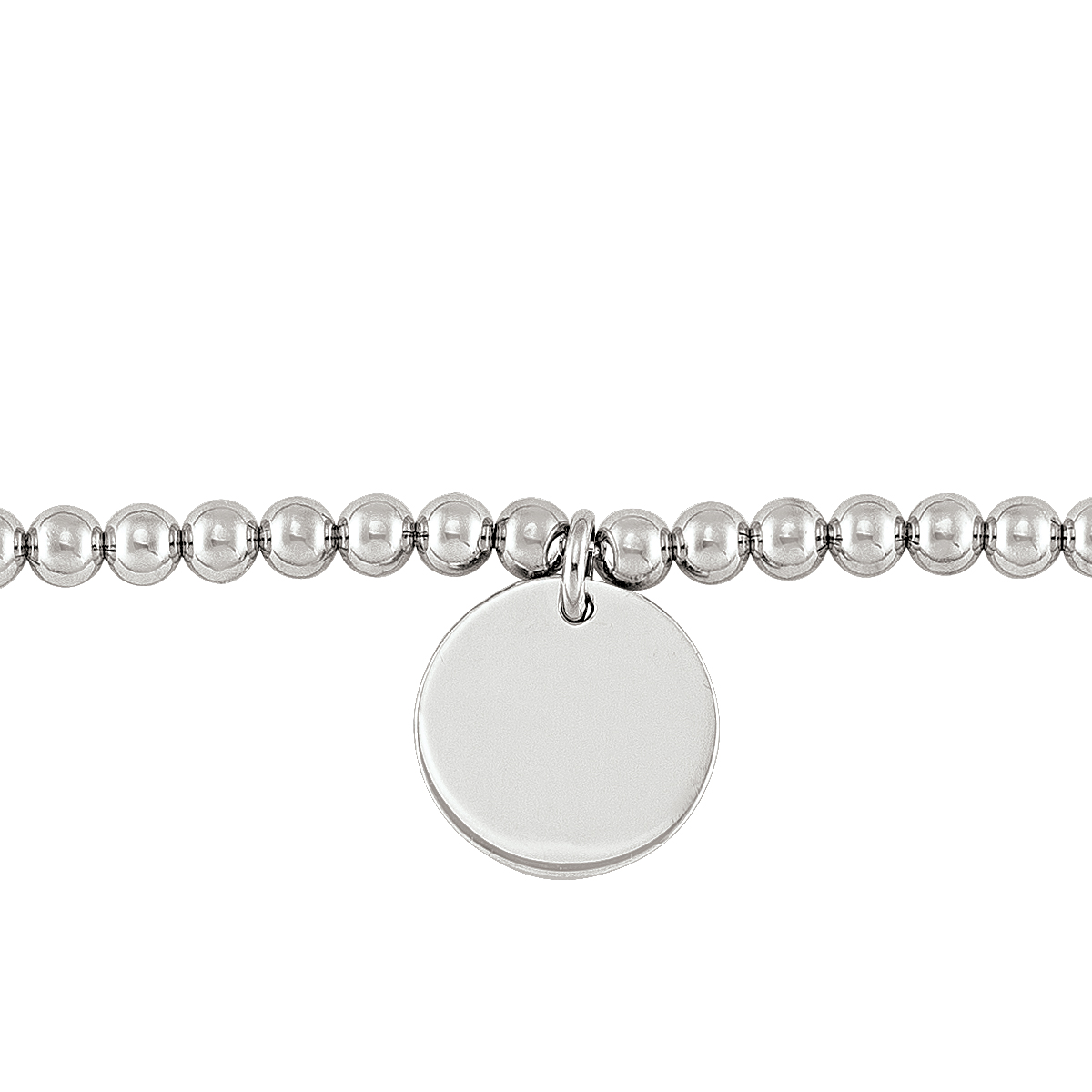 Sterling Silver Rhodium Plated Ball Bracelet With Disc