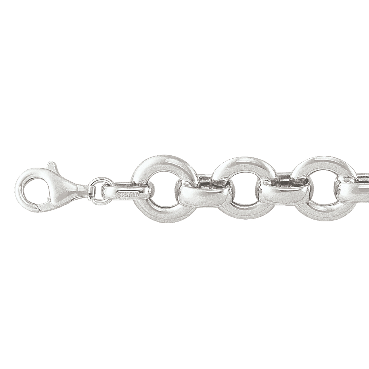 Sterling Silver Fancy Rhodium Plated Hollow Link Bracelet