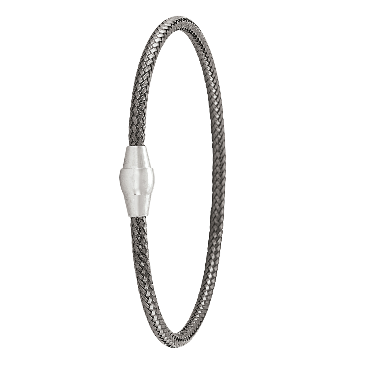 Sterling Silver Black Rhodium Magnetic Clasp Bangle