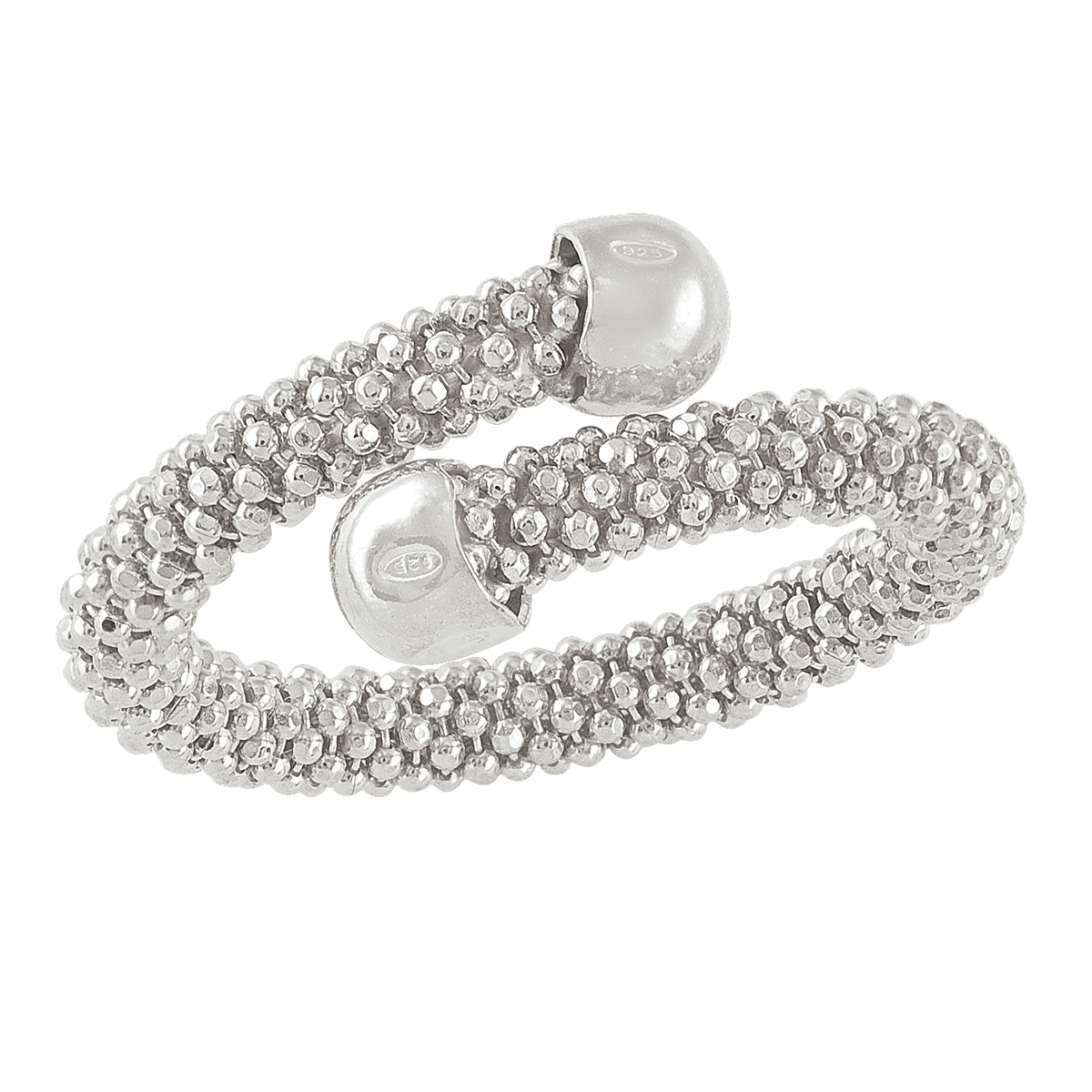Sterling Silver Rhodium Plated Fancy Mesh Ring