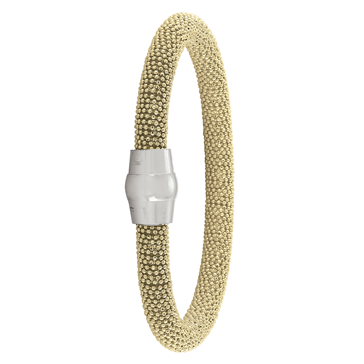 Sterling Silver Yellow Gold Plated Magnetic Clasp Bangle