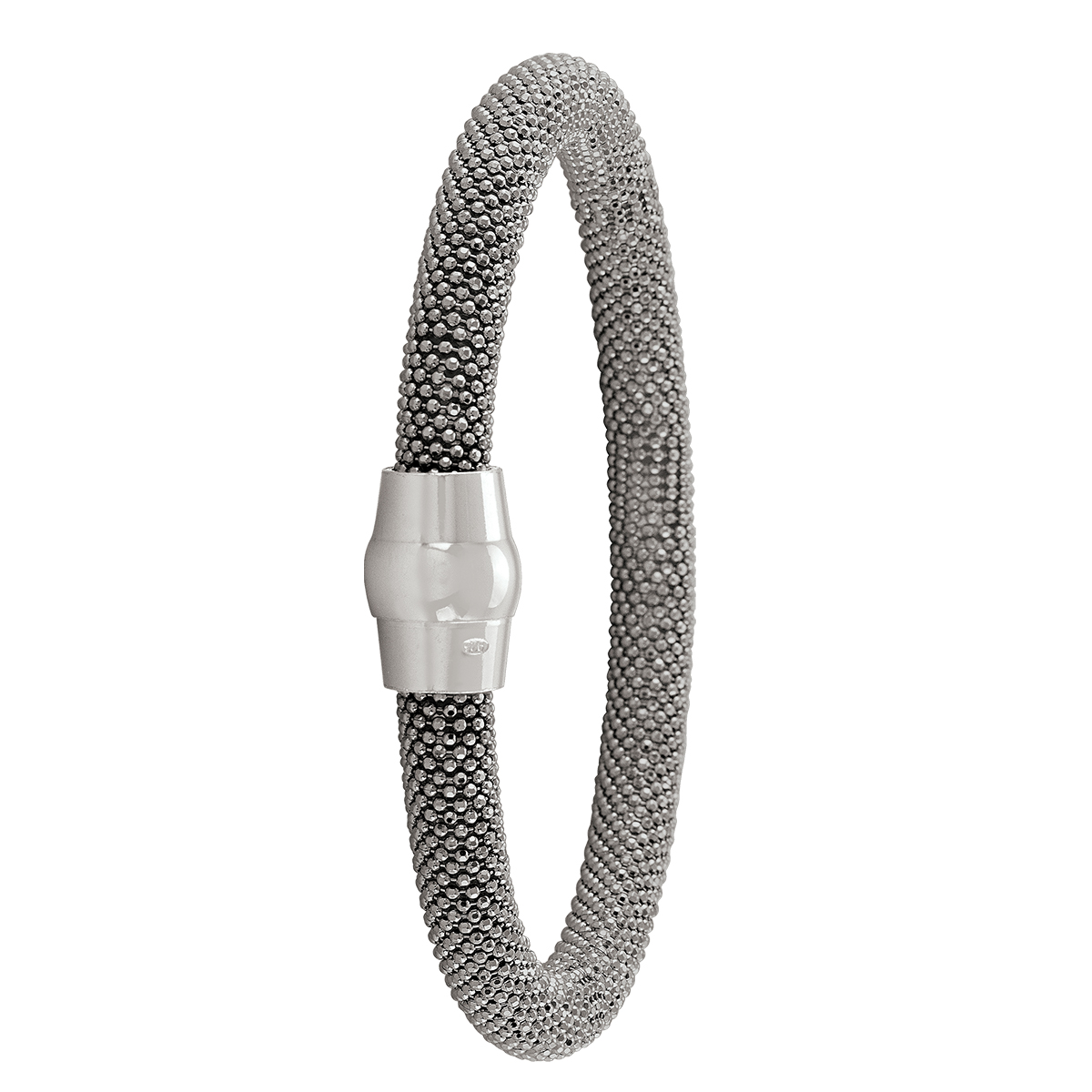 Sterling Silver Black Rhodium Magnetic Clasp Bangle