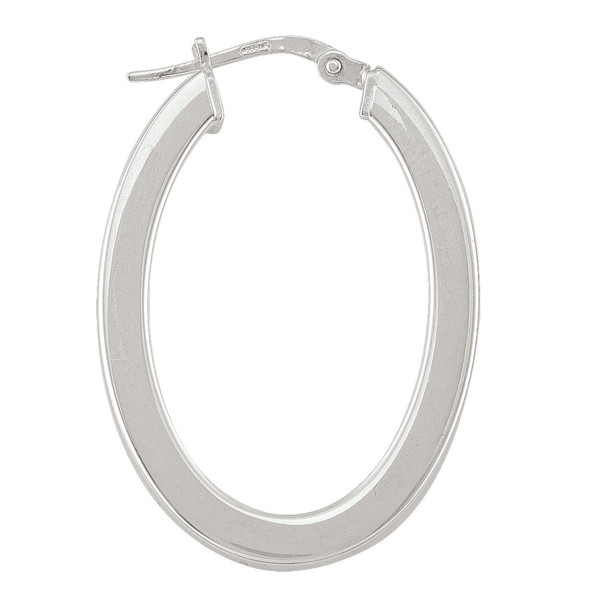 Sterling Silver Oval Plain Hoop Earring
