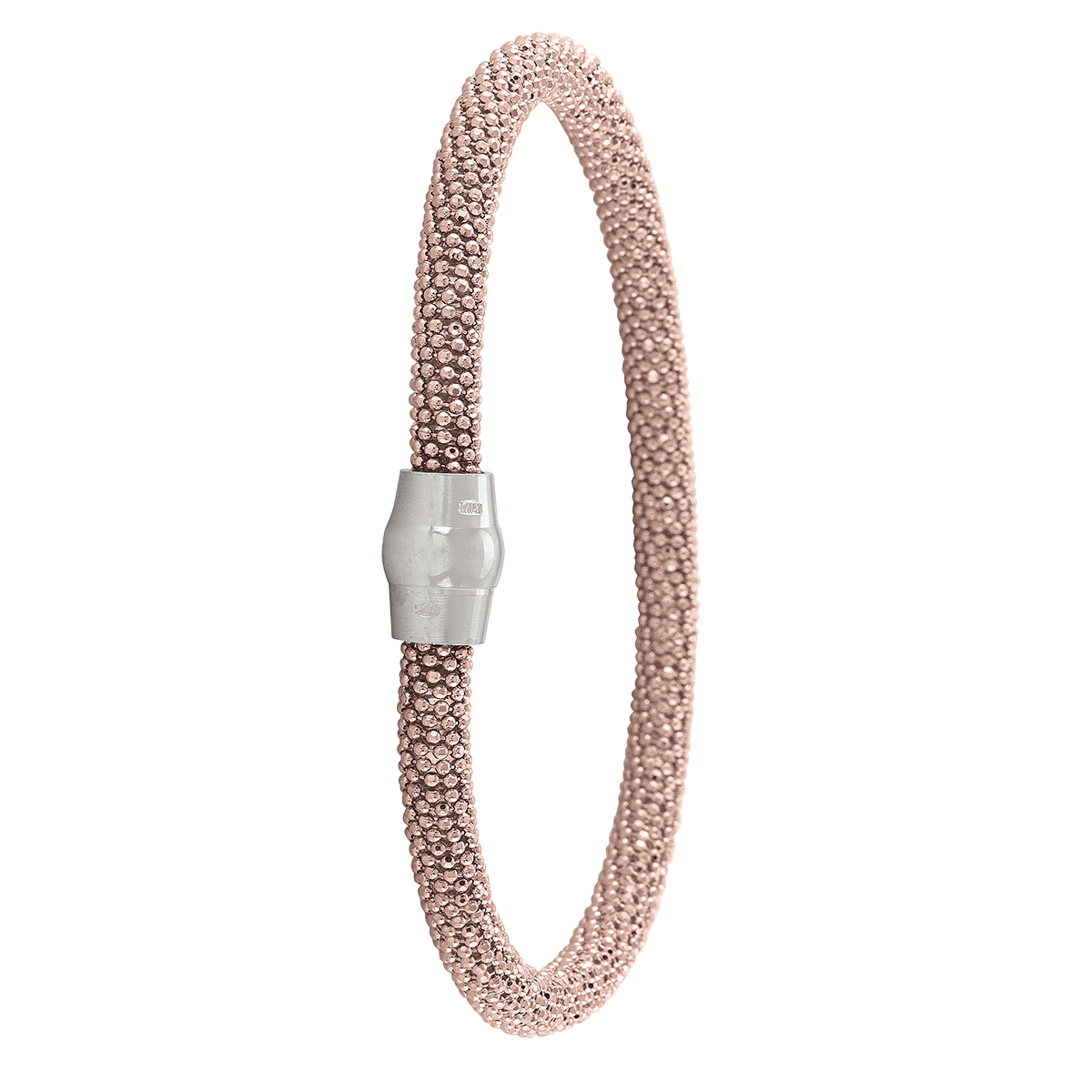 Sterling Silver Pink Gold Plated Magnetic Clasp Bangle