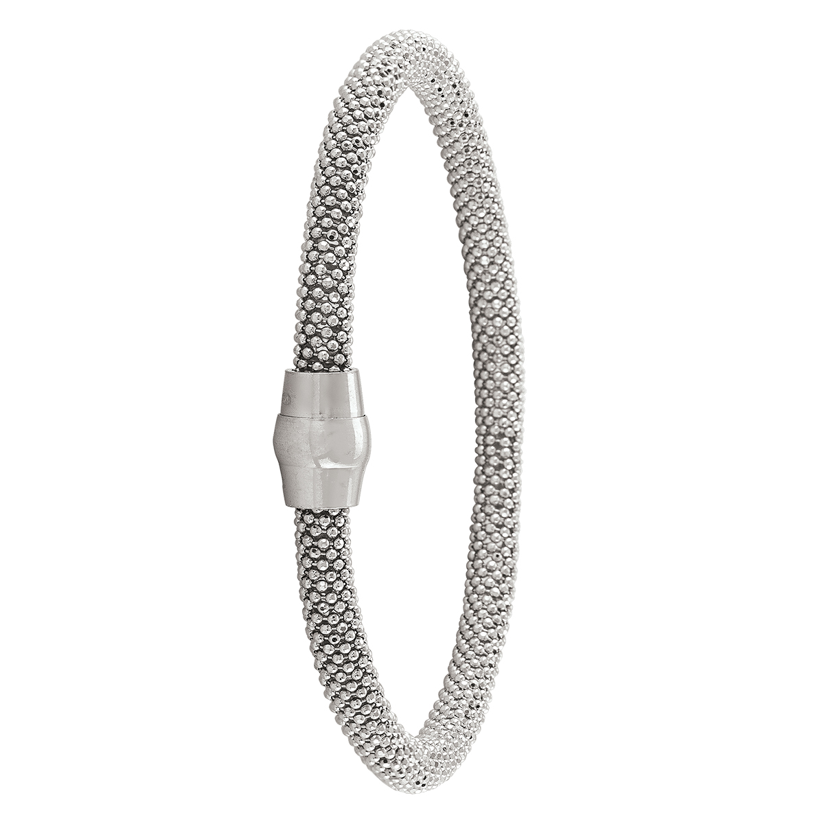 Sterling Silver Rhodium Plated Magnetic Clasp Bangle