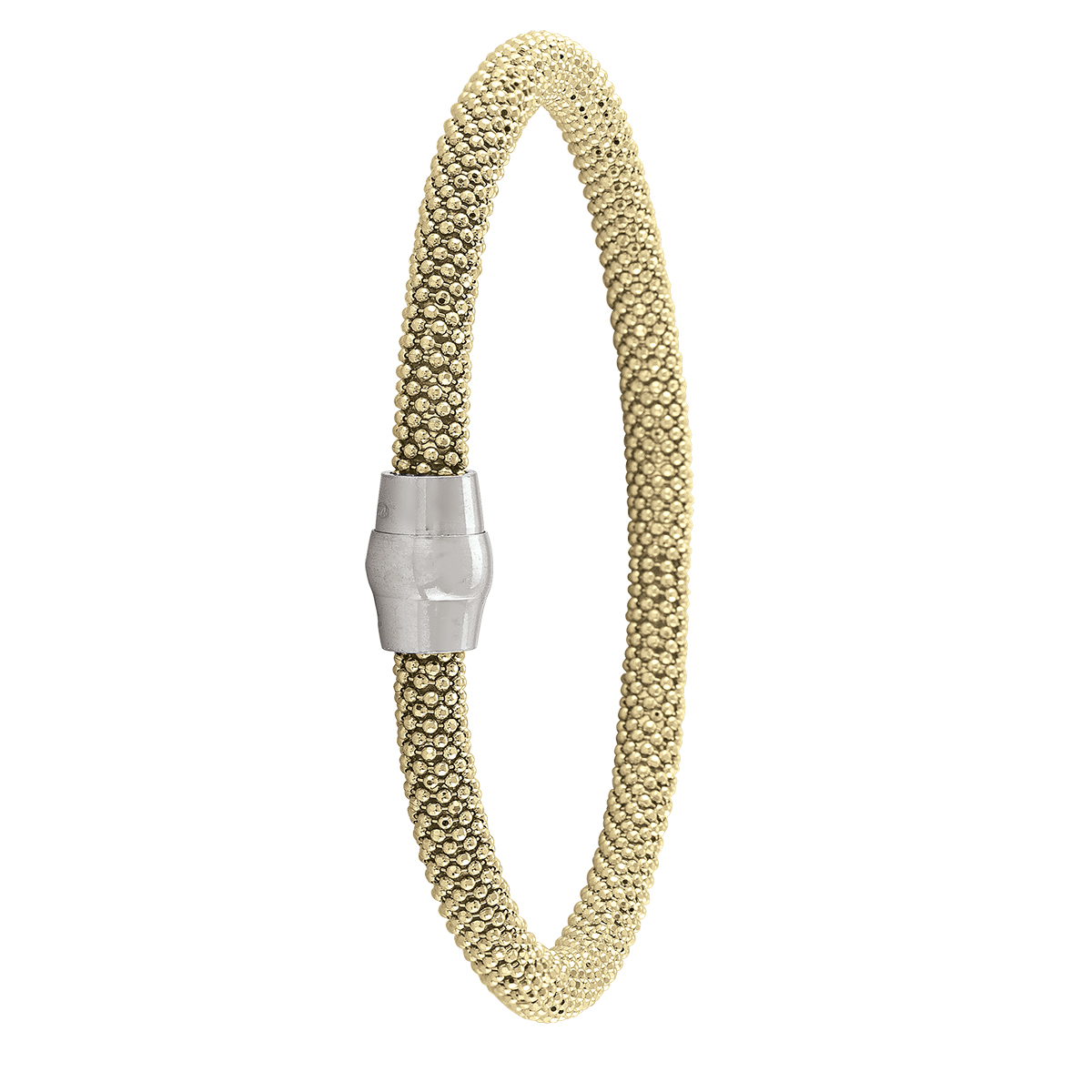 Sterling Silver Yellow Gold Plated Magnetic Clasp Bangle