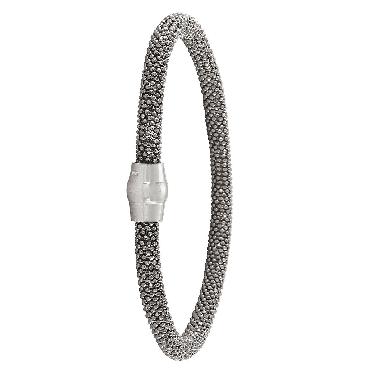 Sterling Silver Black Rhodium Magnetic Clasp Bangle
