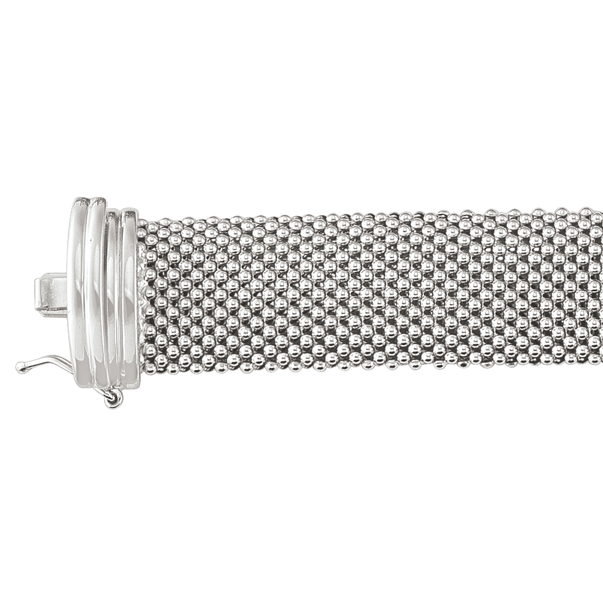 Sterling Silver Rhodium Finish Mesh Link Bracelet