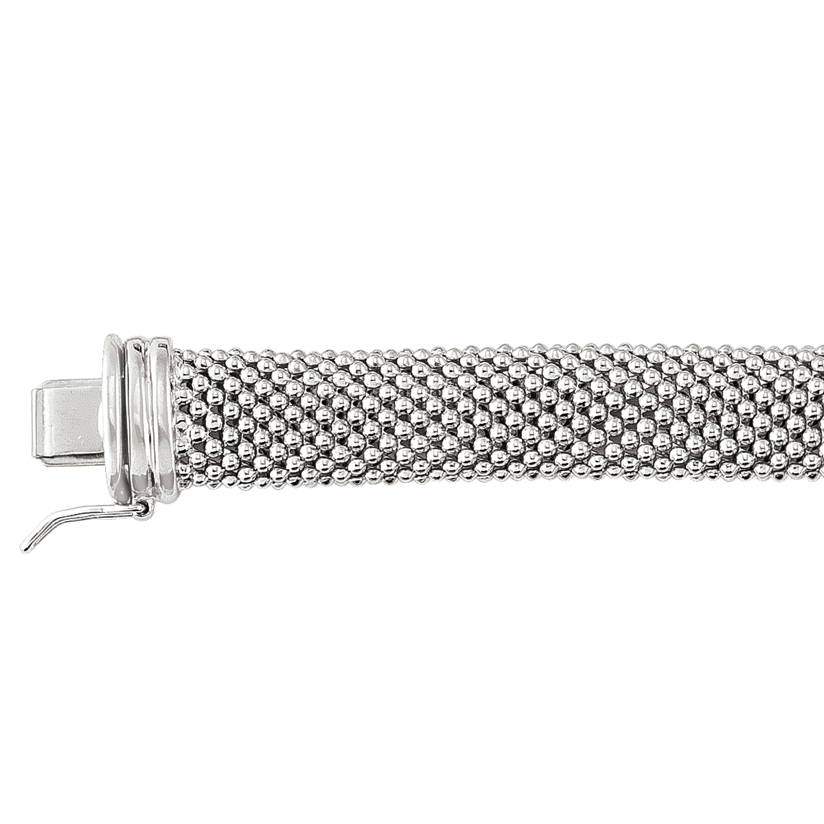 Sterling Silver Rhodium Finish Mesh Link Bracelet