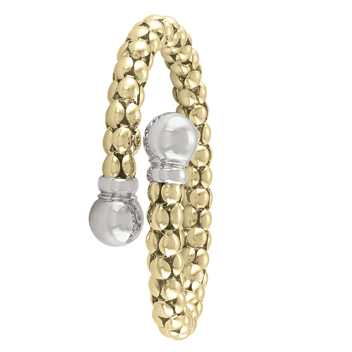 Sterling Silver Yellow Gold And Rhodium Plated Fancy Bangle