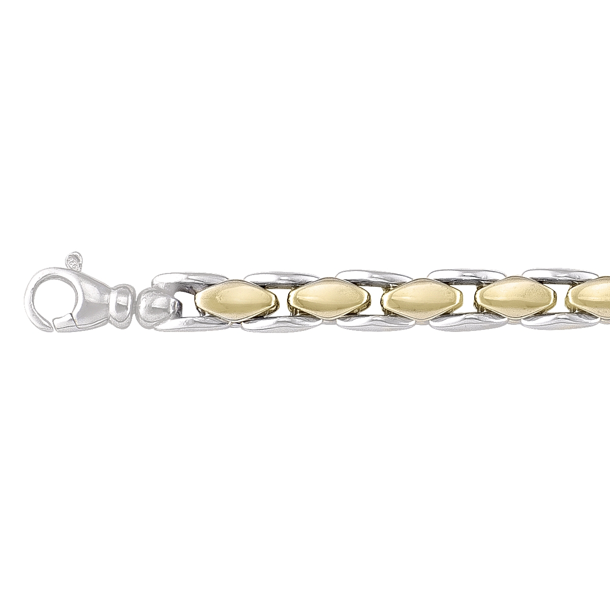 Sterling Silver Yellow Gold Plated And Rhodium Finish Fancy Necklace
