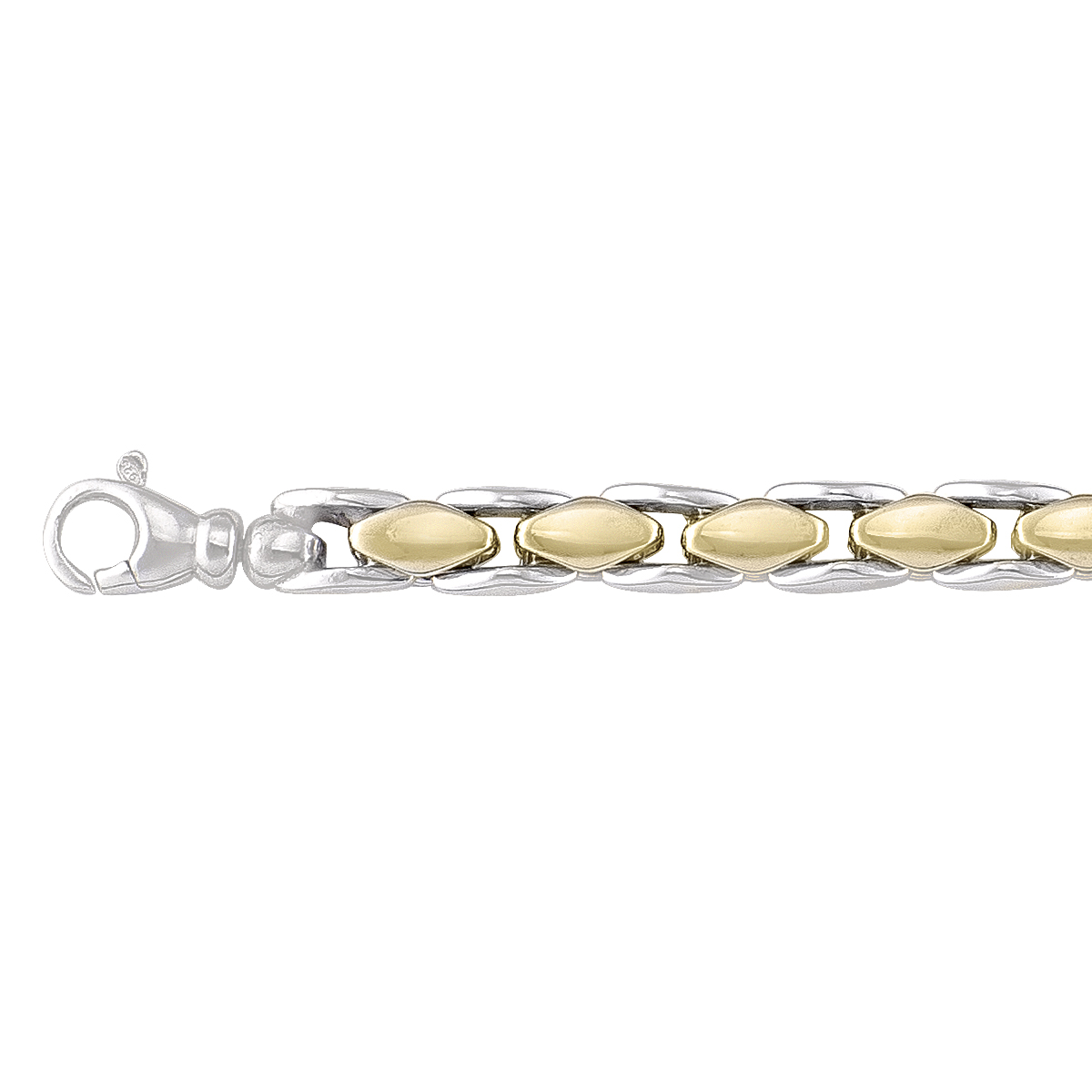 Sterling Silver Yellow Gold Plated And Rhodium Finish Fancy Bracelet
