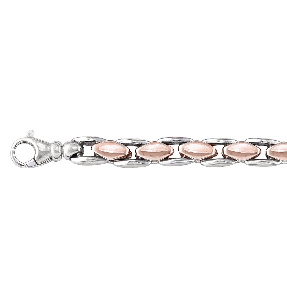 Sterling Silver Pink Gold Plated And Rhodium Finish Fancy Necklace
