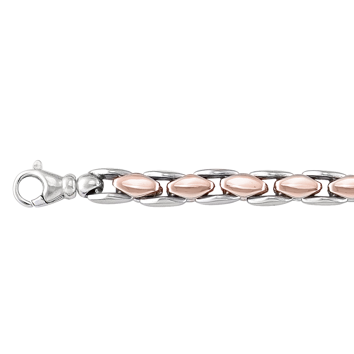 Sterling Silver Pink Gold Plated And Rhodium Finish Fancy Bracelet