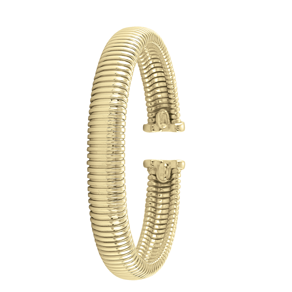 Sterling Silver Yellow Gold Palted Fancy Cuff Bangle
