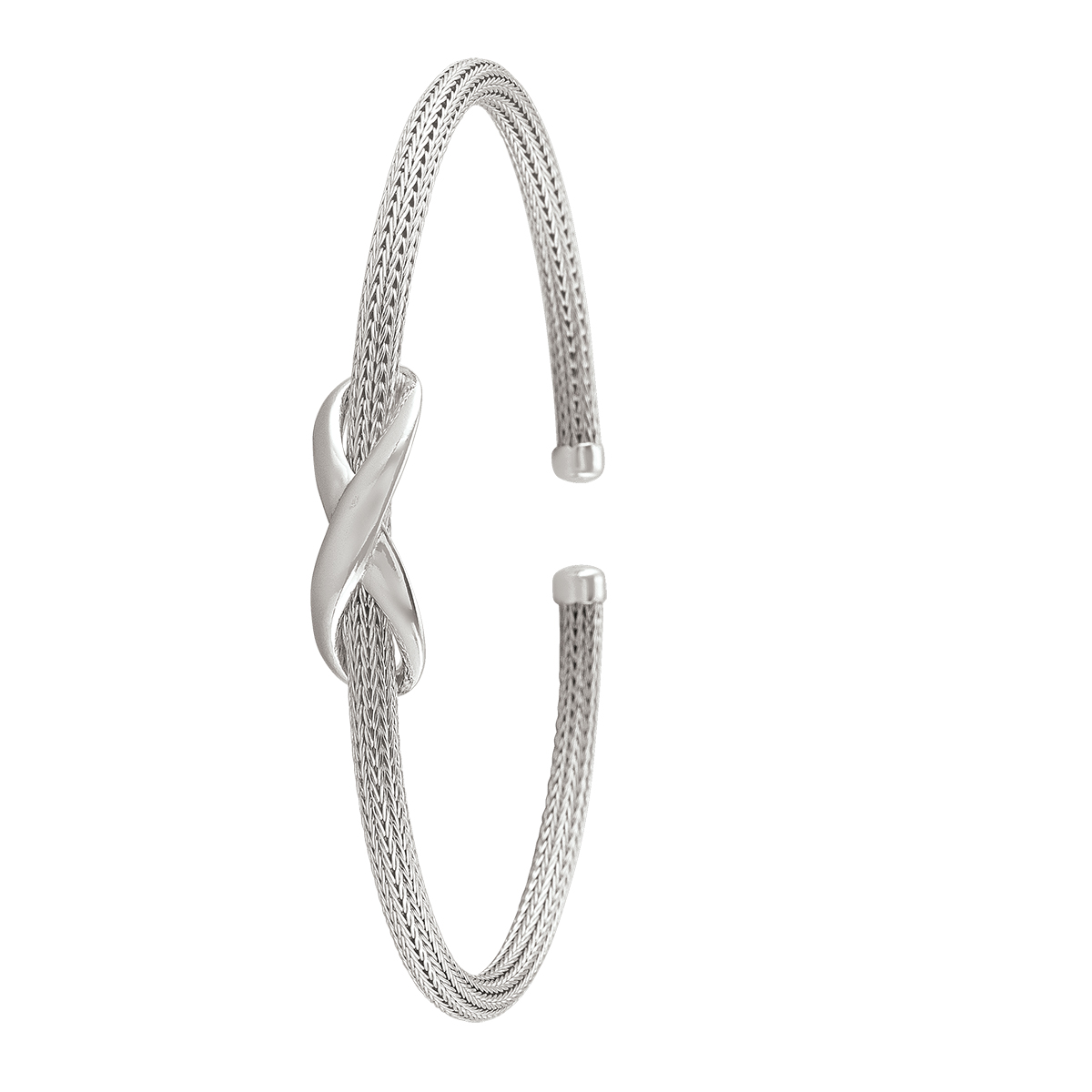 Sterling Silver Rhodium "X" Bangle