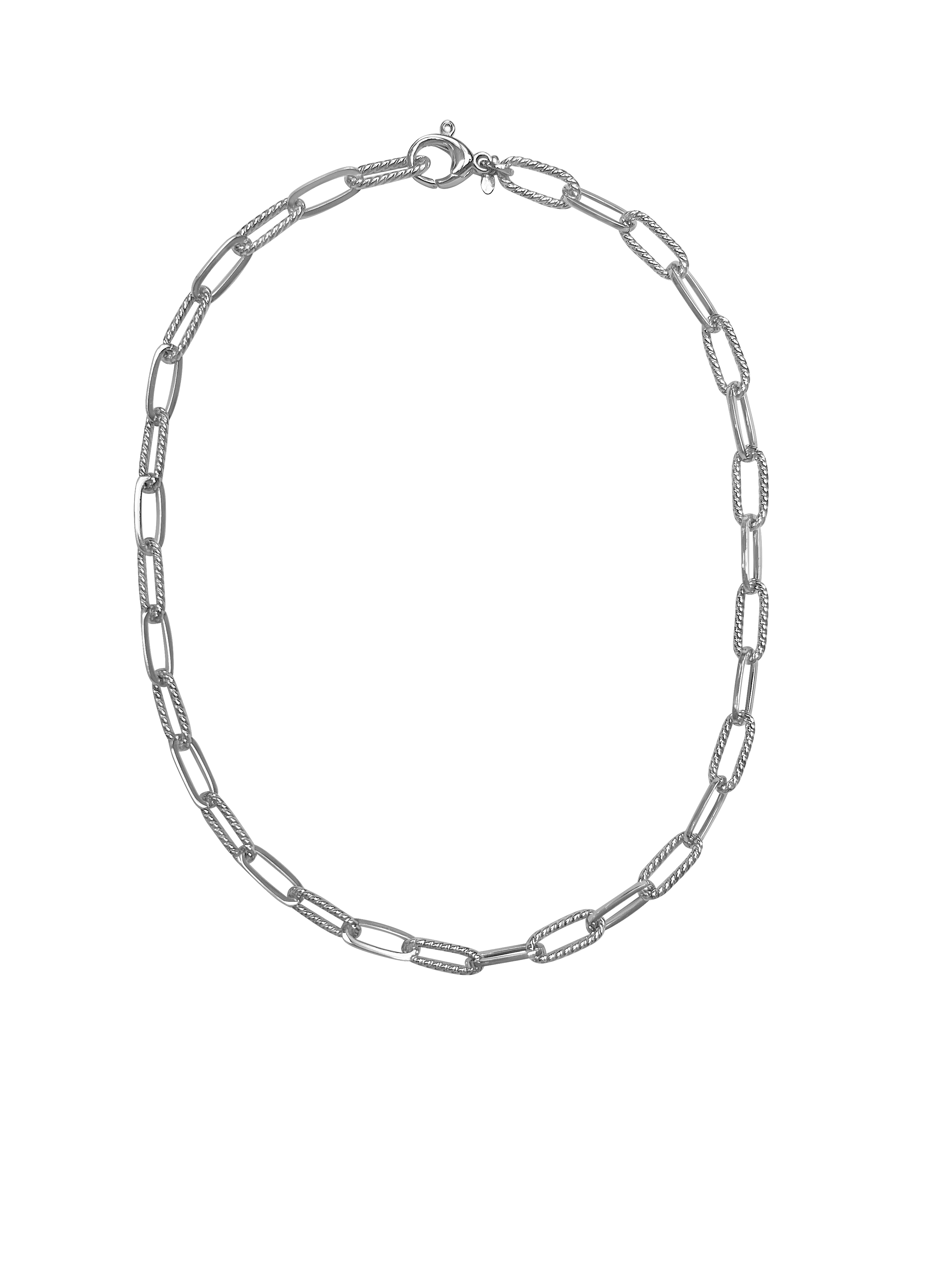Sj68 Silver High Polish And Textured Link - SS - Silver - 8"
