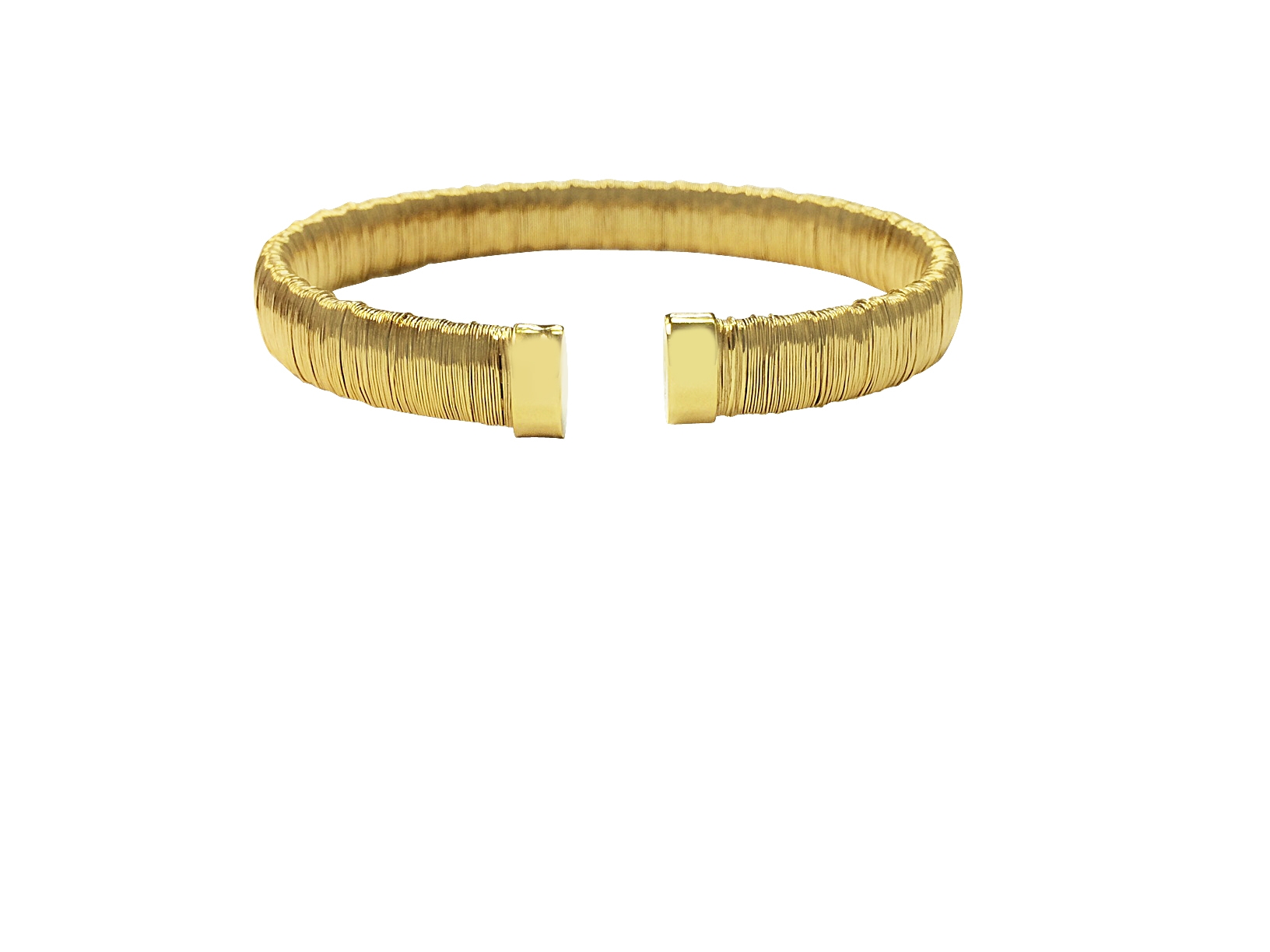 Slv38 Sterling Silver Gold Plated Cuff Bangle