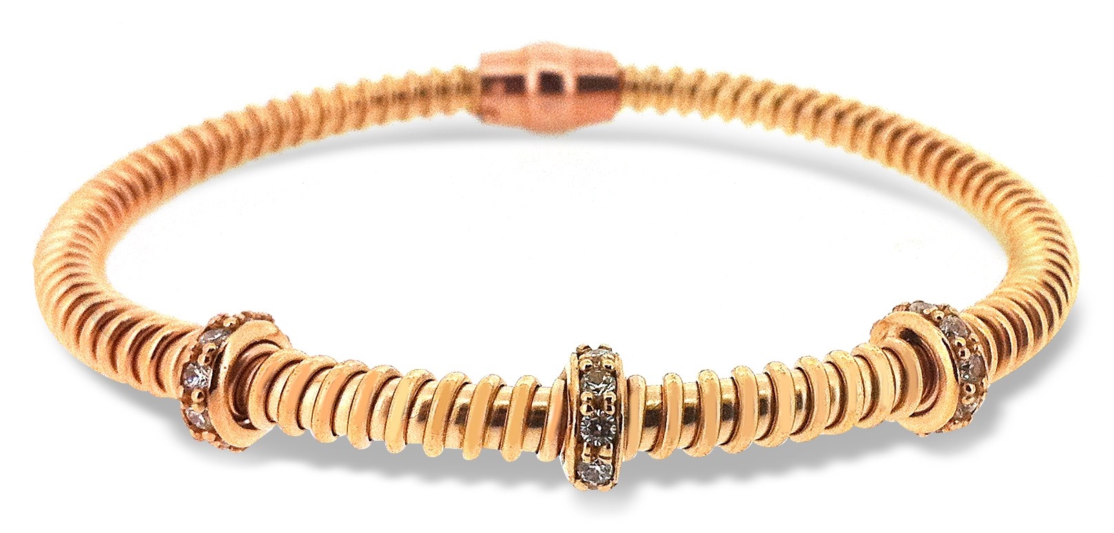 Slv62 Sterling Silver & Pink Gold Plated Cuff Bangle With C.Z.