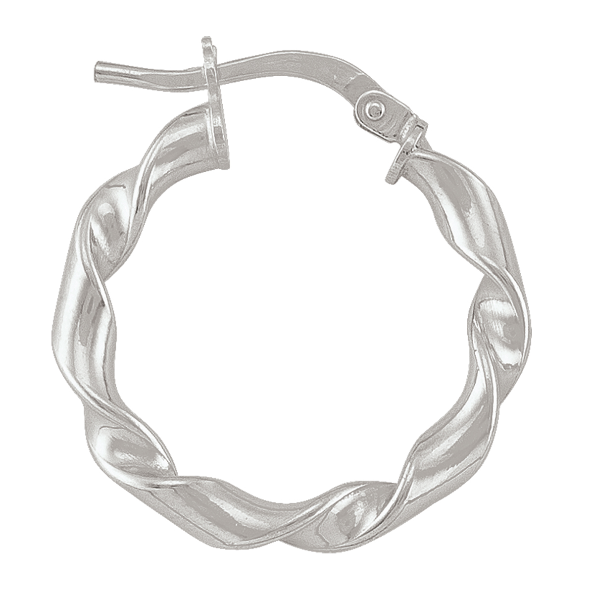 Sterling Silver Rhodium Plated Fancy Twist Hoop Earring