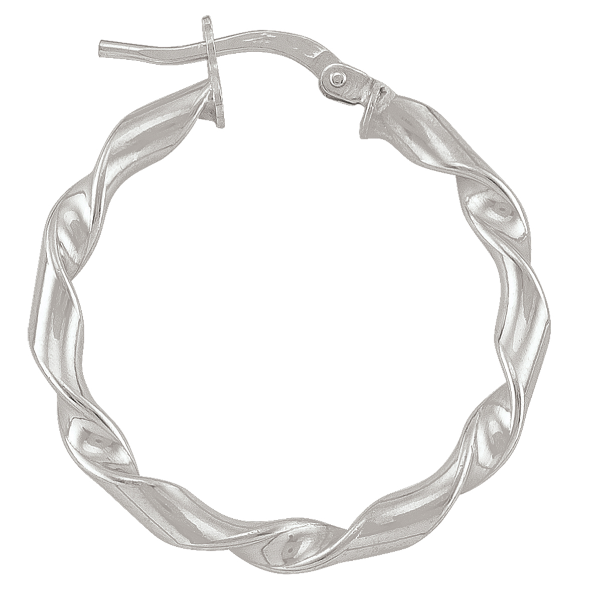 Sterling Silver Rhodium Plated Fancy Twist Hoop Earring