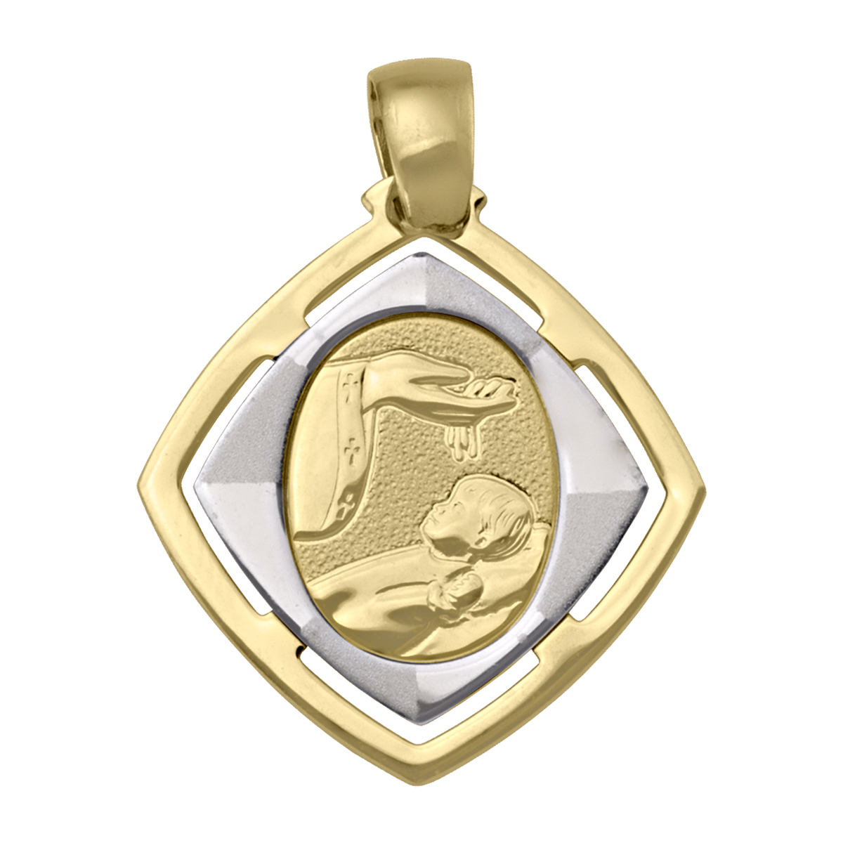 Two Tone Solid Baptism Medal