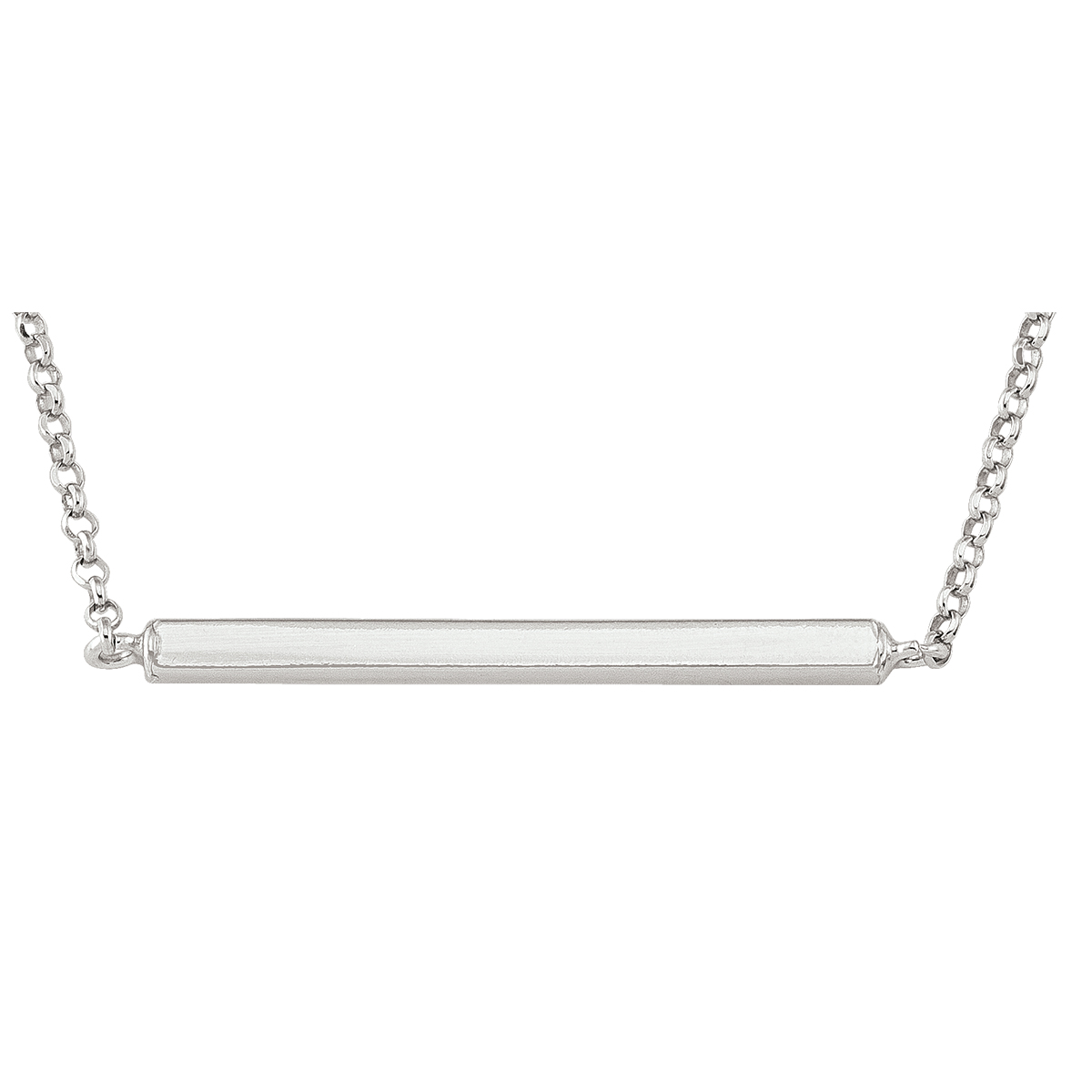 Sterling Silver Rhodium Palted Bar Necklace