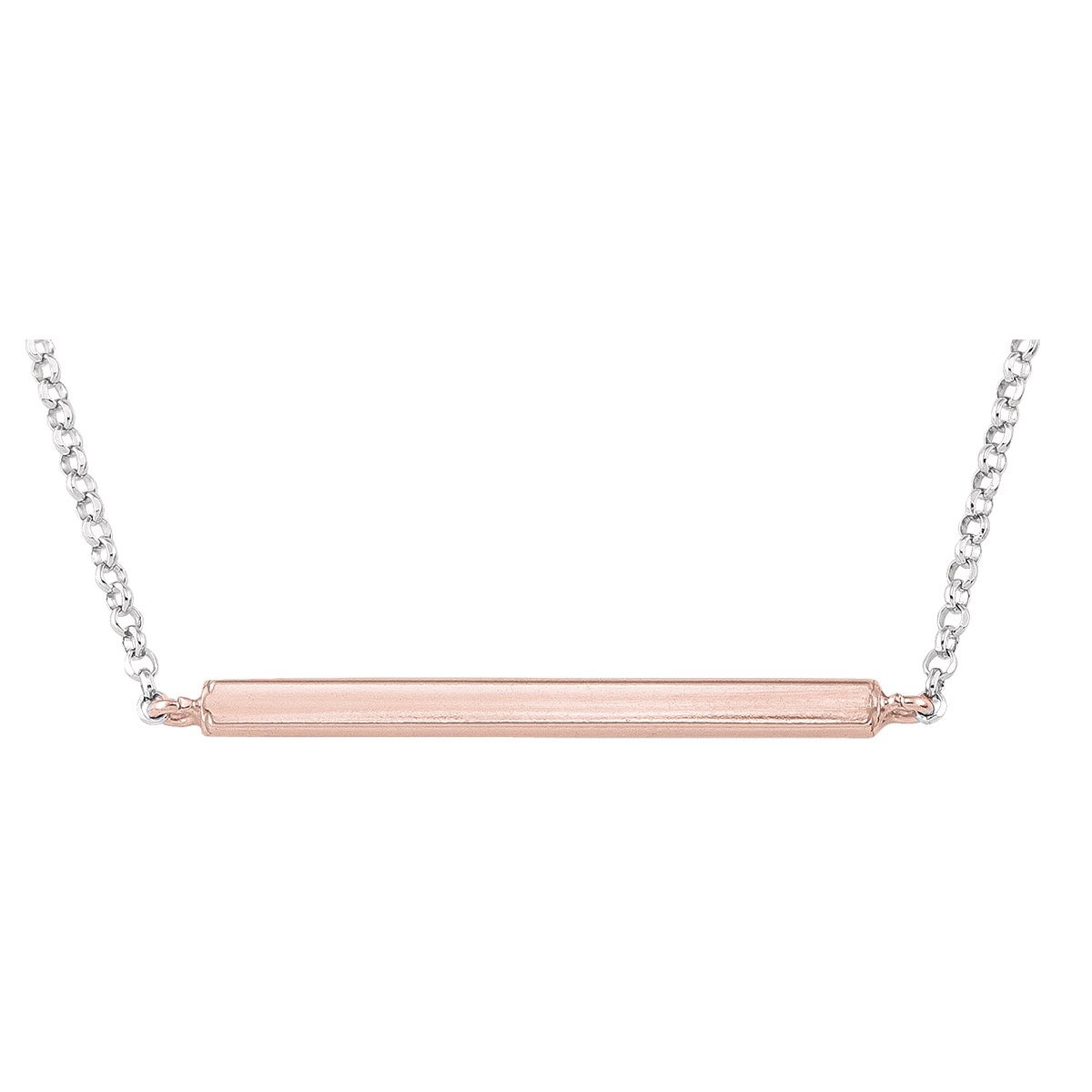 Sterling Silver Pink & Rhodium Palted Bar Necklace
