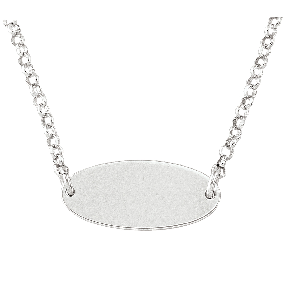 Sterling Silver Rhodium Plated Oval Plate Bar Bracelet