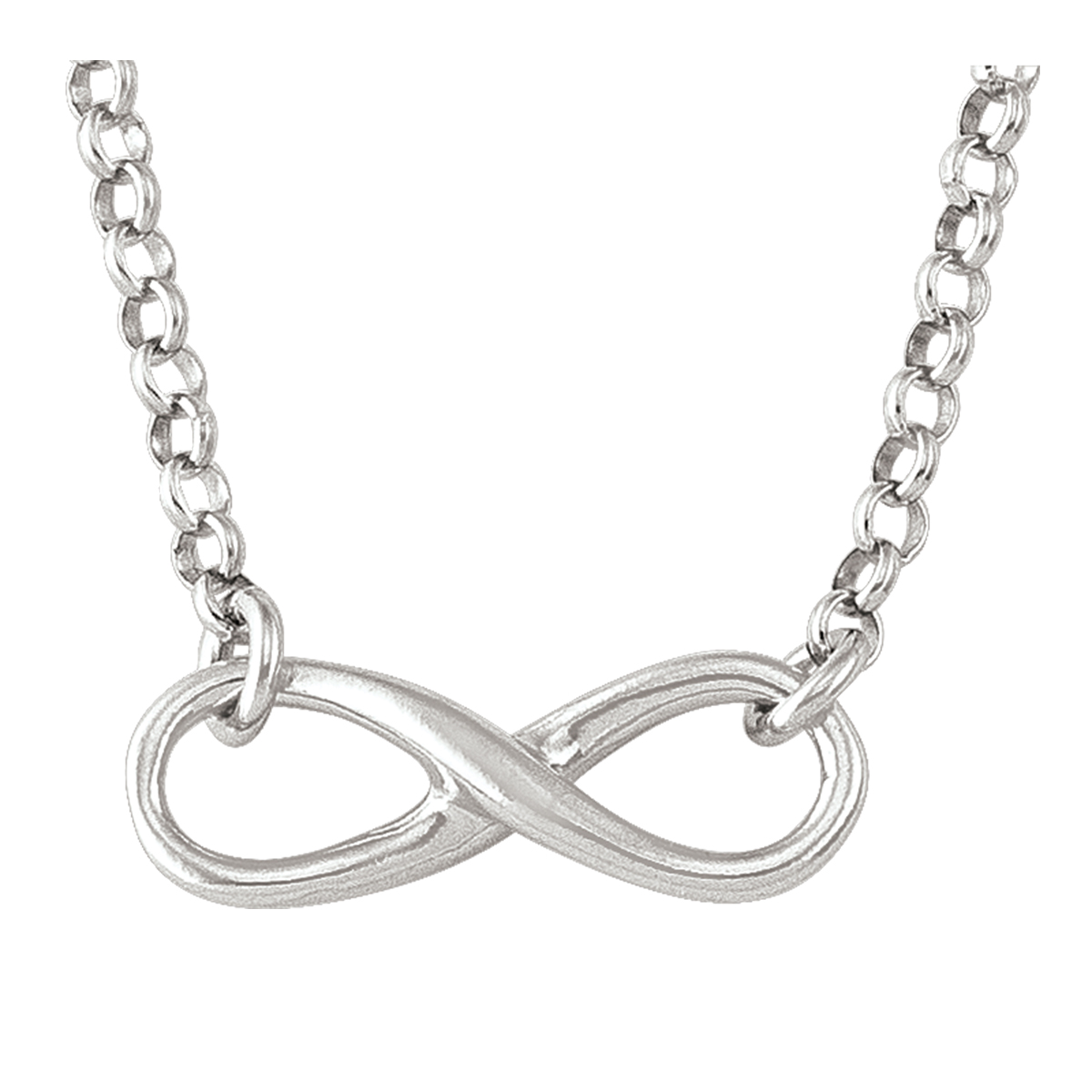 Sterling Silver Rhodium Finish Infinity Necklace