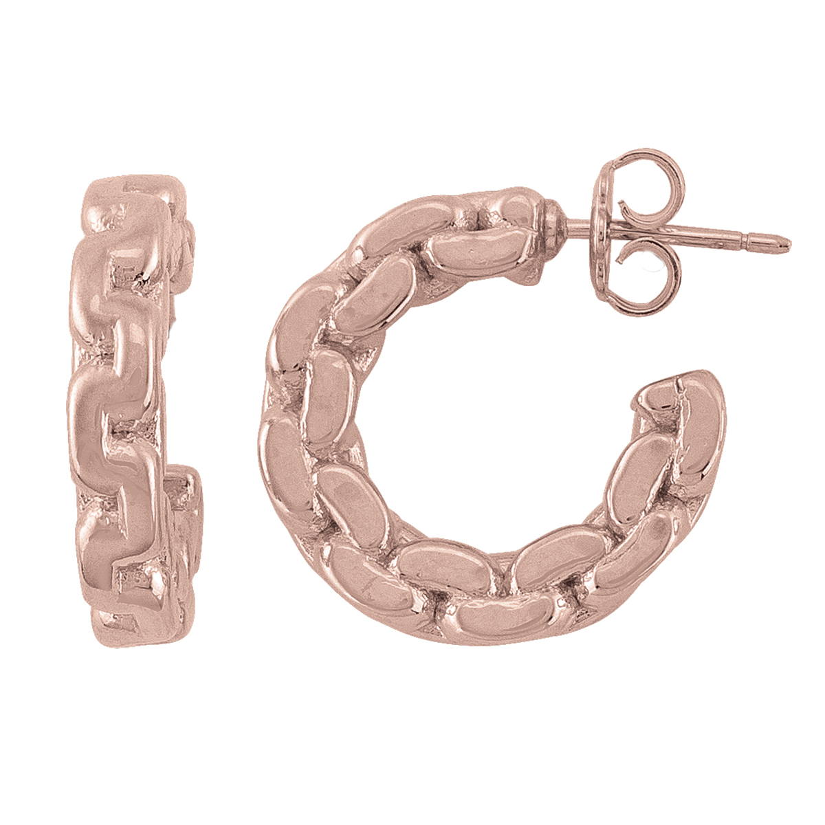 Sterling Silver Pink Gold Plated Fancy Hoop Earring