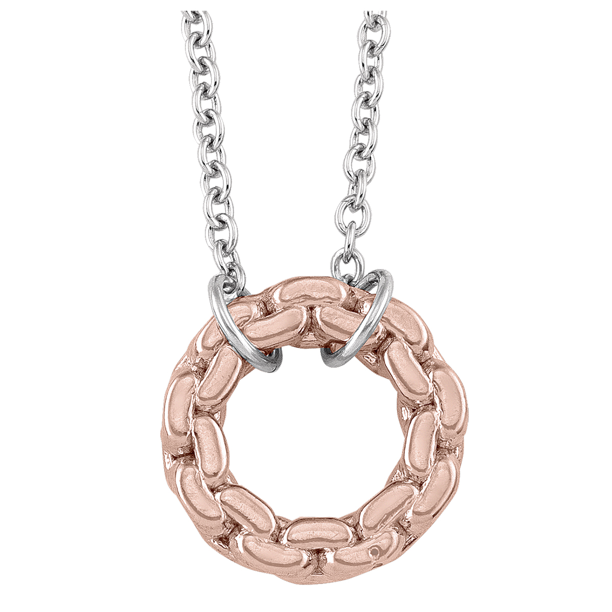 Sterling Silver Pink & Rhodium Plated Circle Pendant