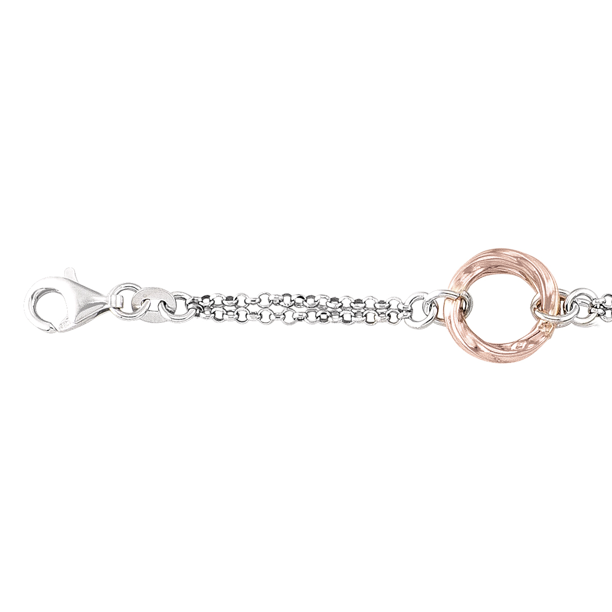 Sterling Silver Pink & Rhodium Plated Circle Bracelet