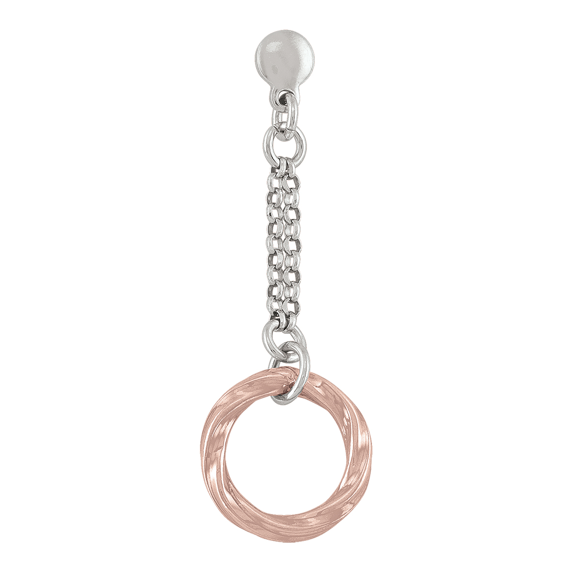 Sterling Silver Pink Gold And Rhodium Plated Fancy Drop Earring