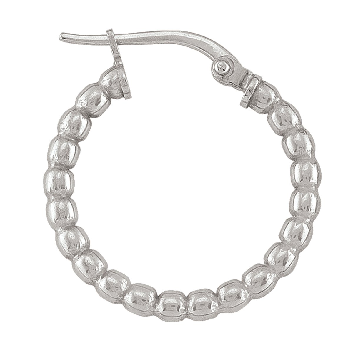 Sterling Silver Rhodium Plated Fancy Bead Hoop Earring