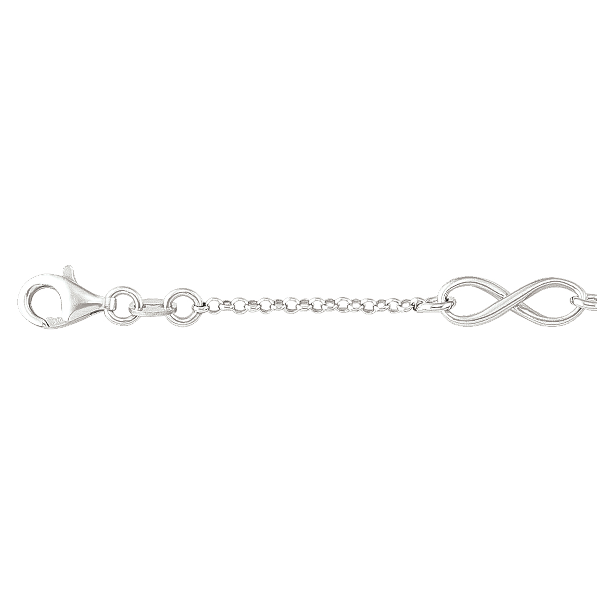 Sterling Sivler Rhodium Plated Infinity Station Bracelet