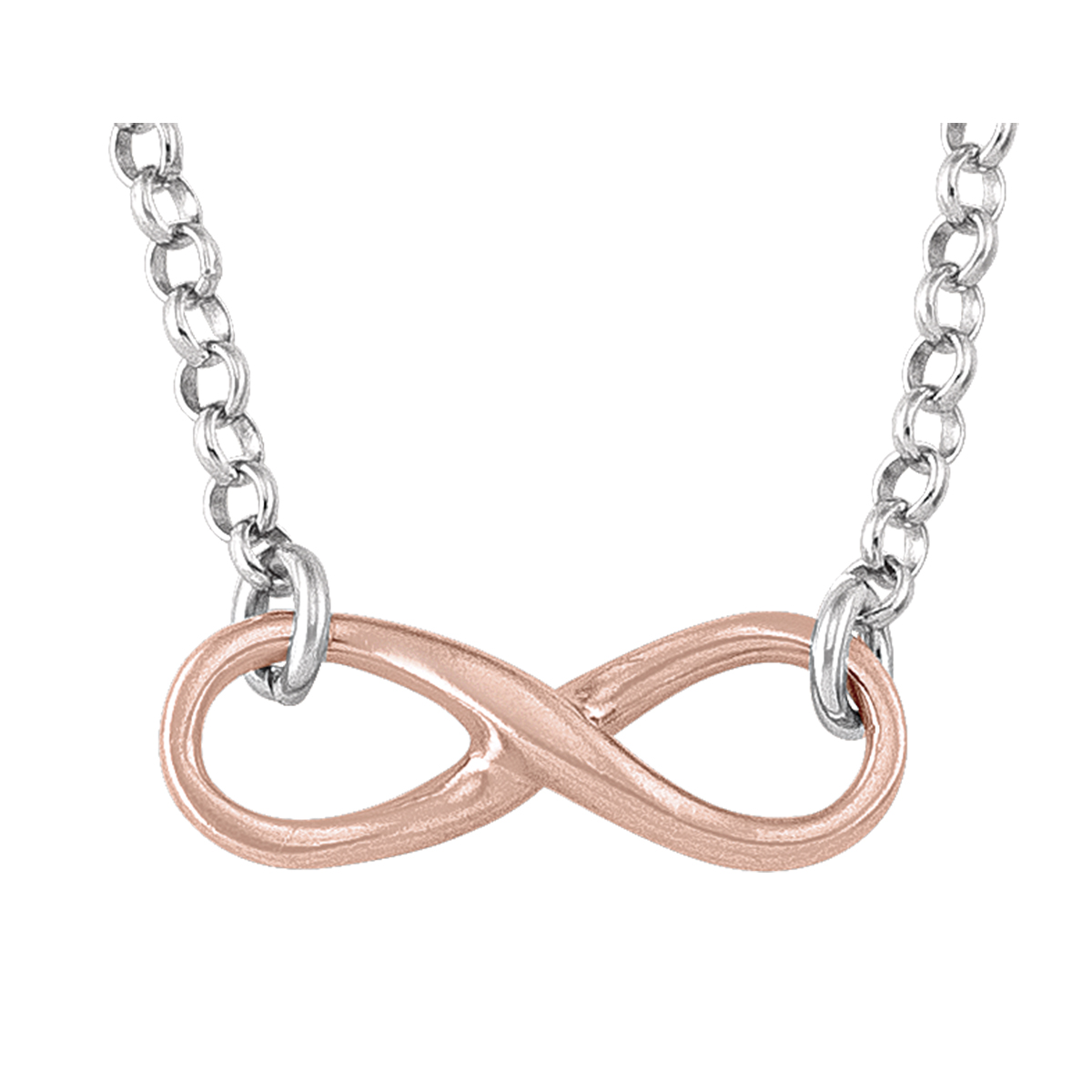 Sterling Silver Pink & Rhodium Plated Infinity Necklace
